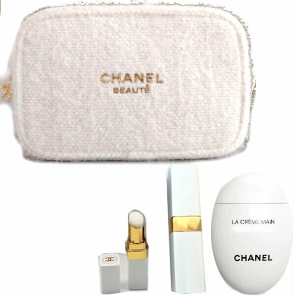 Chanel Essential Care Set Clutch Hand Cream Crme Main Rouge Coco Baume Lip